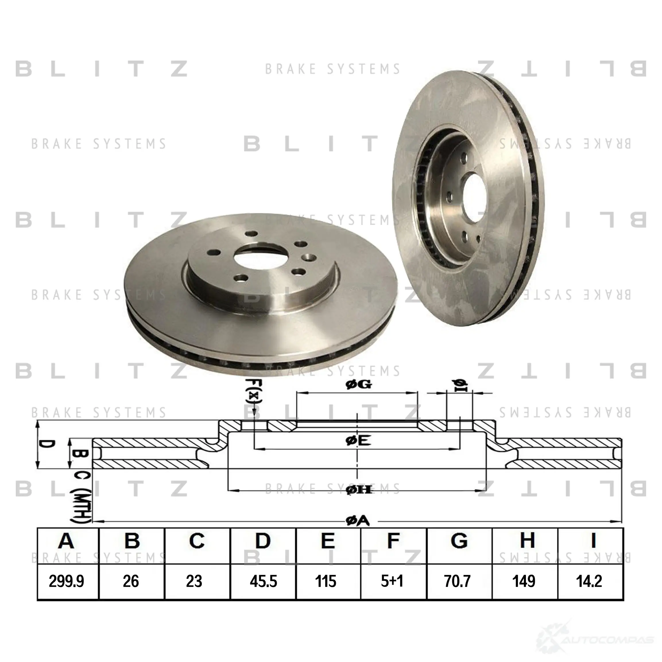 Тормозной диск передний вентилируемый BLITZ 1422986063 AVH TMX bs0311 изображение 0