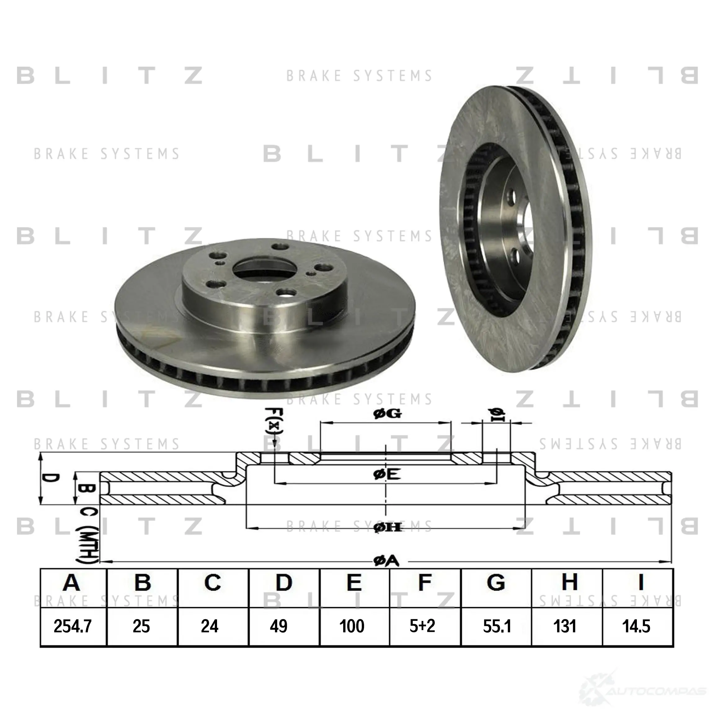 Тормозной диск передний вентилируемый BLITZ NS3 RP9Y 1422986232 bs0315 изображение 0
