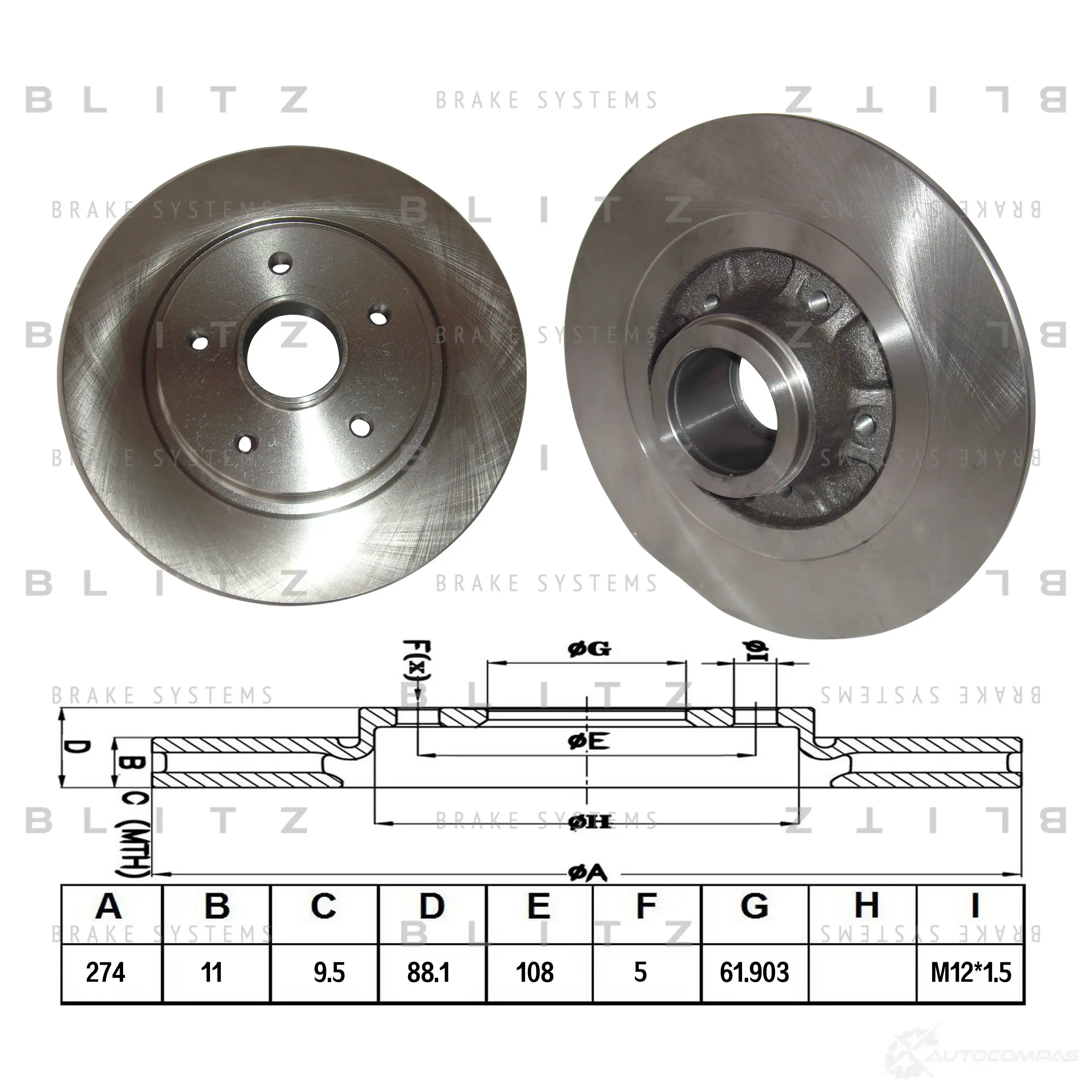 Тормозной диск задний сплошной BLITZ bs0321 1422986336 TH5 J491 изображение 0