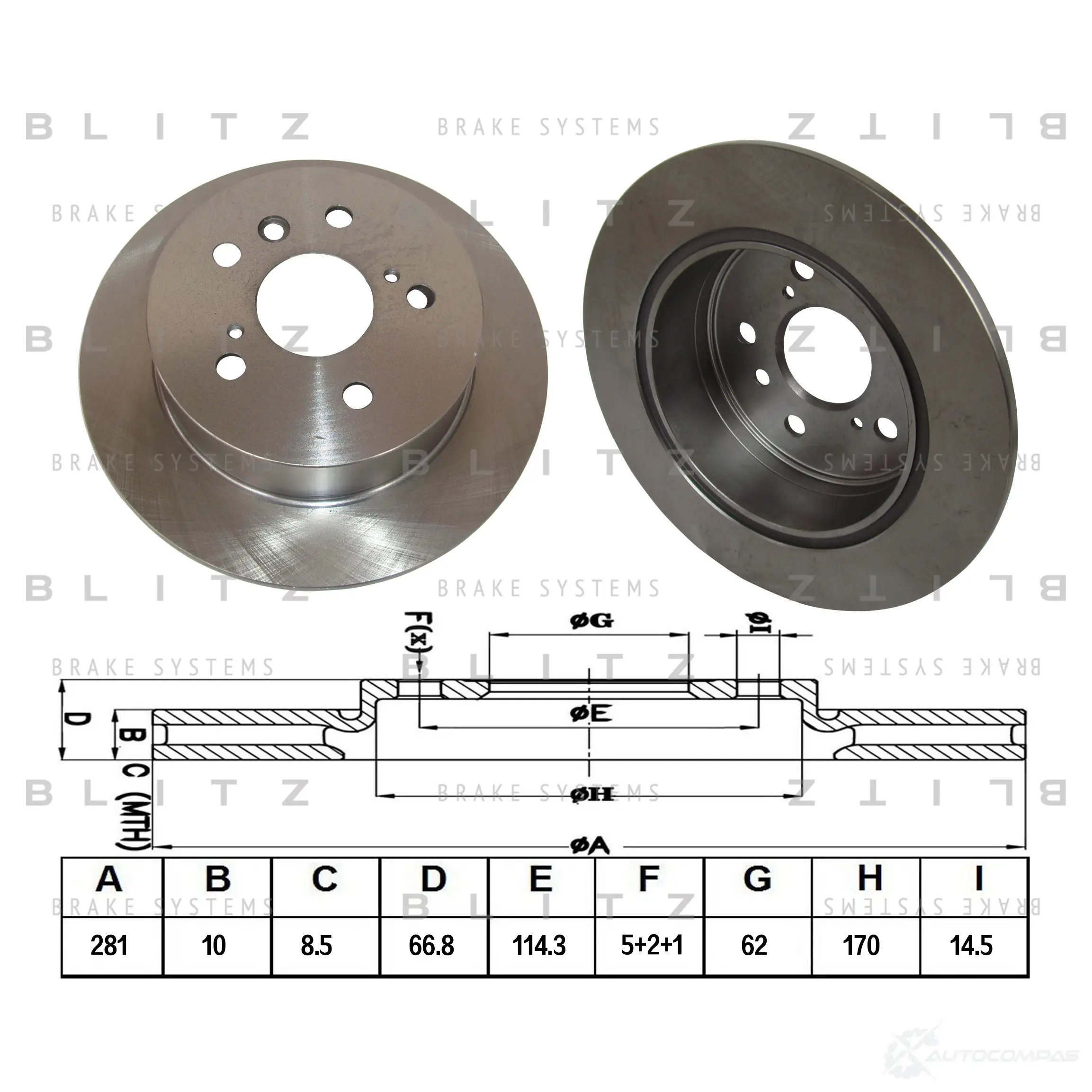 Тормозной диск задний сплошной BLITZ 1422986540 bs0349 5T GMU изображение 0