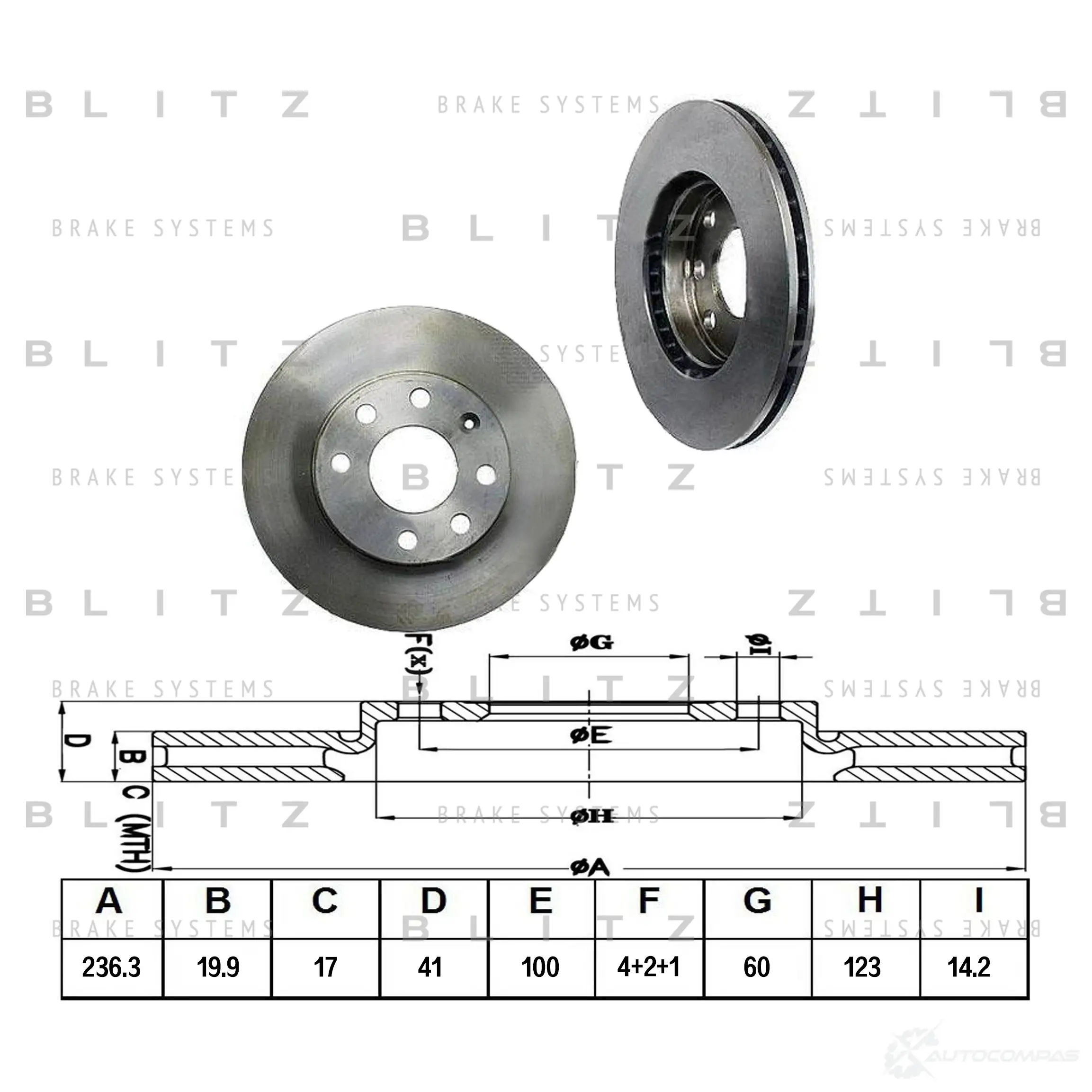 Тормозной диск передний вентилируемый BLITZ bs0374 1422985969 AJ IWGQ изображение 0