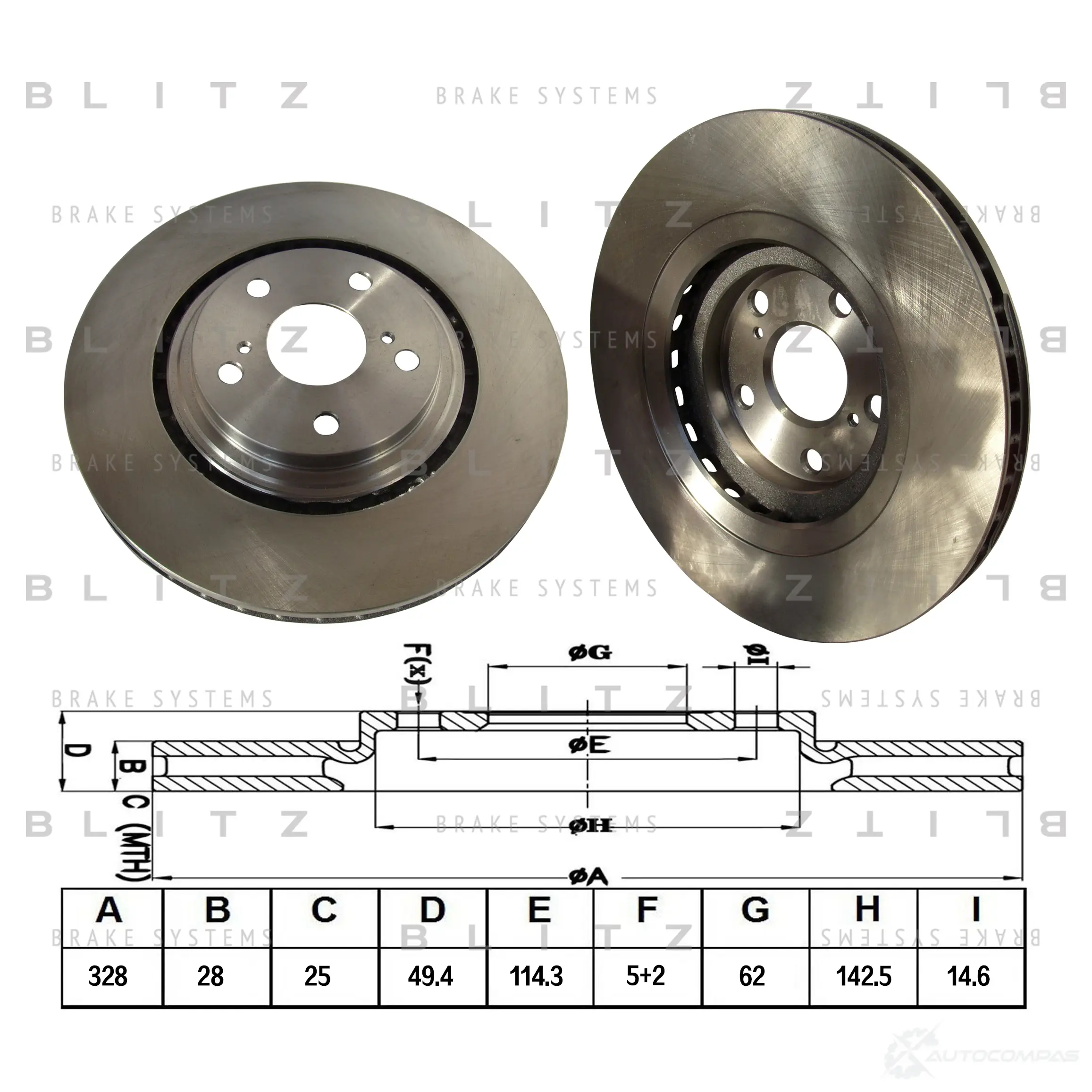 Тормозной диск передний вентилируемый BLITZ 1422986234 9 P6Z3C6 bs0375 изображение 0