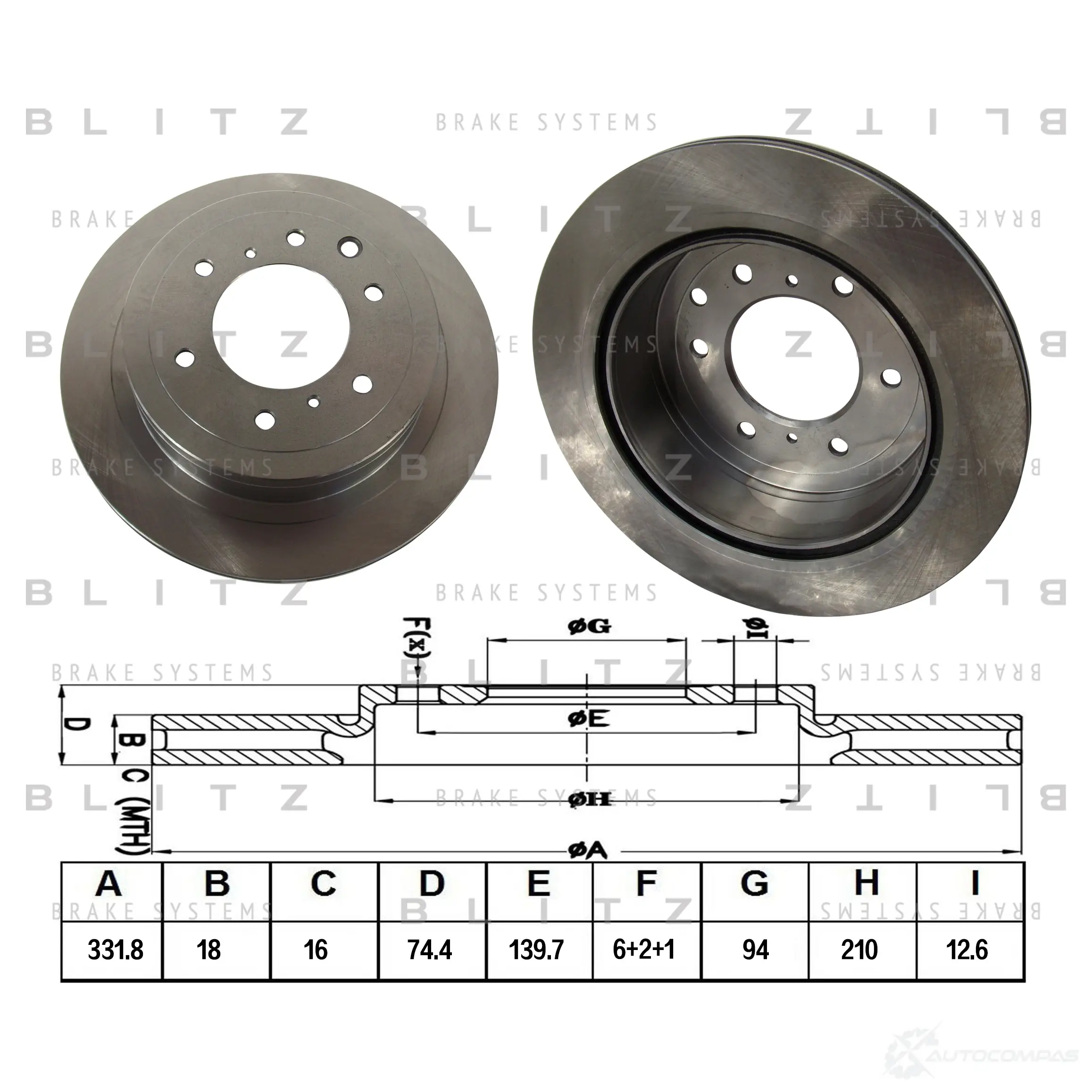 Тормозной диск задний вентилируемый BLITZ bs0381 N Q772E 1422986356 изображение 0