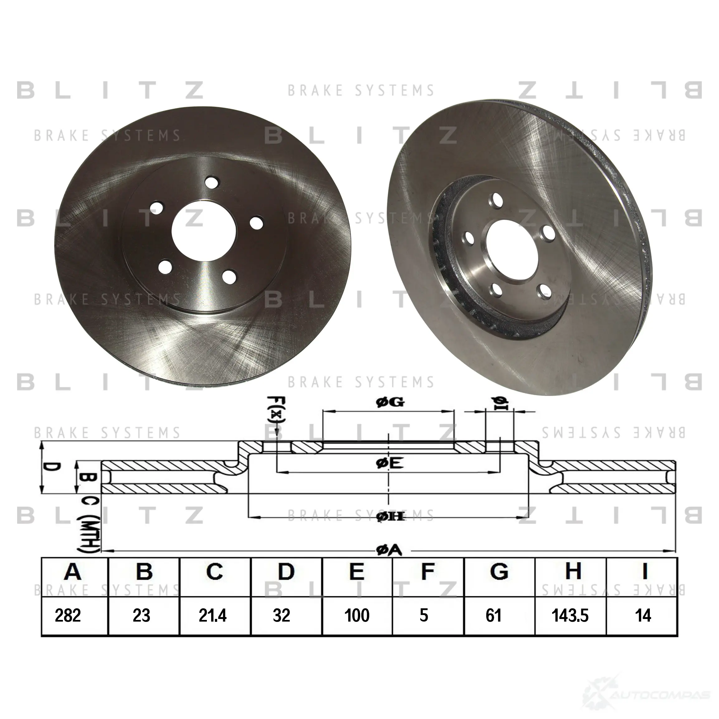 Тормозной диск передний вентилируемый BLITZ 1422985894 bs0388 9 I94EPD изображение 0