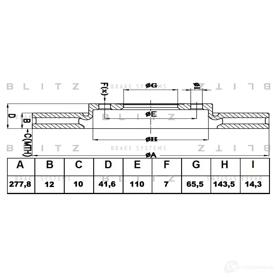 Тормозной диск задний сплошной BLITZ bs0449 WT0AW9 E 1436950040 - Изображение 1