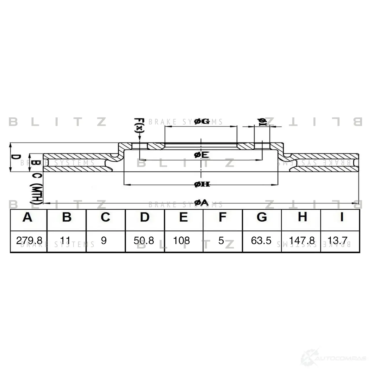 Тормозной диск задний сплошной BLITZ bs0468 1436949902 7C FJCU изображение 0