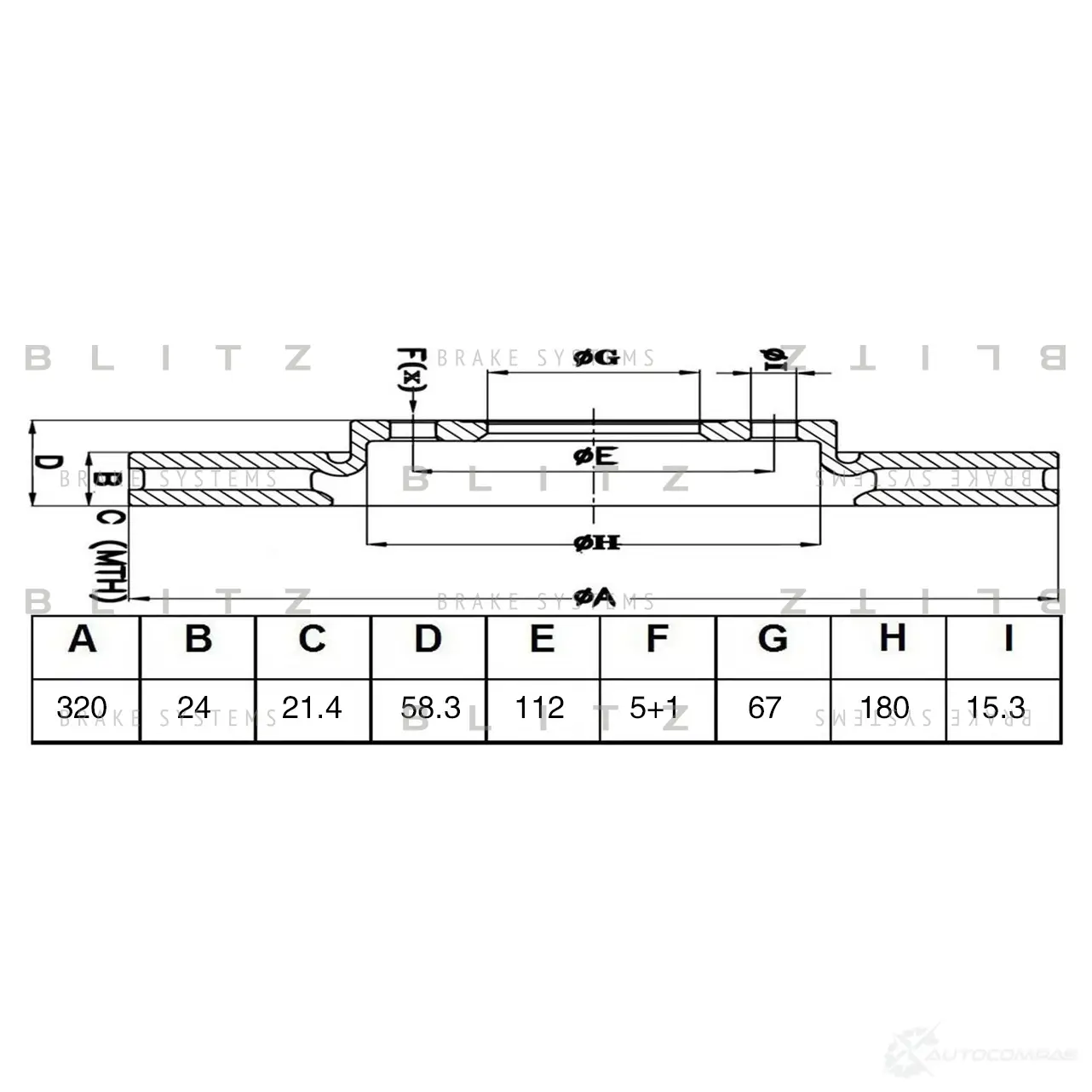 Тормозной диск задний вентилируемый BLITZ bs0477 1436949966 OK 6WQ5 - Изображение 1
