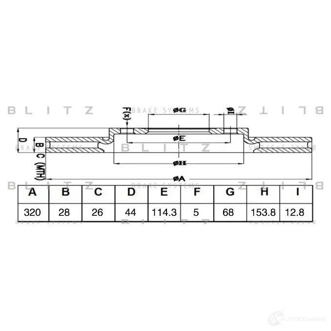 Тормозной диск передний вентилируемый BLITZ 1436949986 bs0495 C G16YH изображение 0
