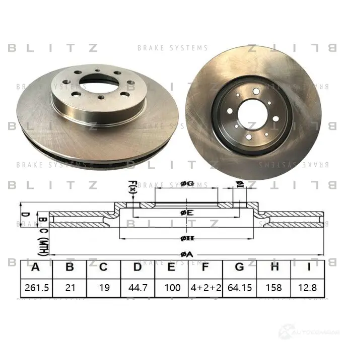 Тормозной диск передний вентилируемый BLITZ KVDI A 1436950038 bs0512 изображение 0
