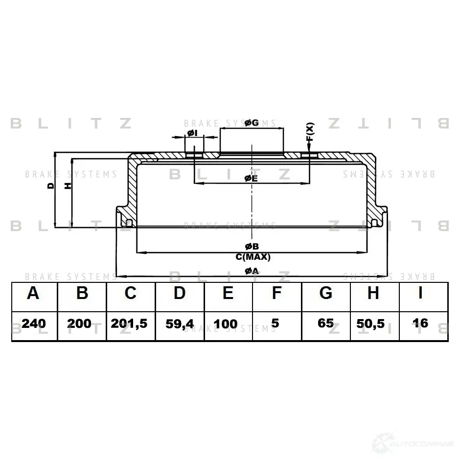 Тормозной барабан задний BLITZ HZ1Q 2SO bt0131 1422986606 изображение 0