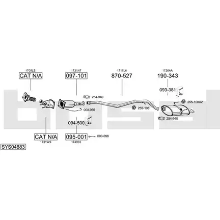 Система выпуска ОГ BOSAL O1I187B P D42S SYS04883 1199904946 изображение 0