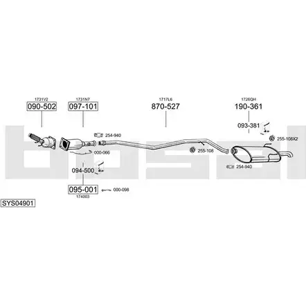 Система выпуска ОГ BOSAL 1199905410 57896ZP K BXQM SYS04901 изображение 0