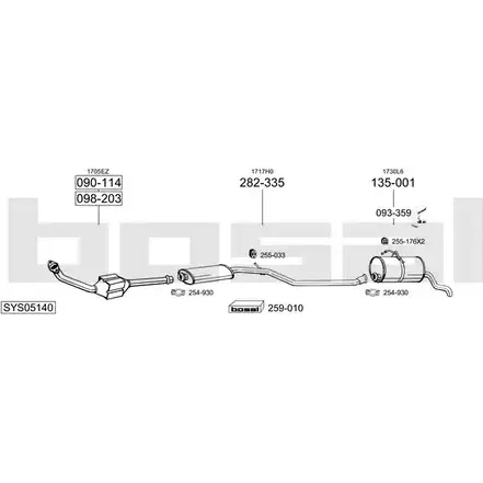 Система выпуска ОГ BOSAL 1199911906 XF2YA SYS05140 6 U5QEA изображение 0