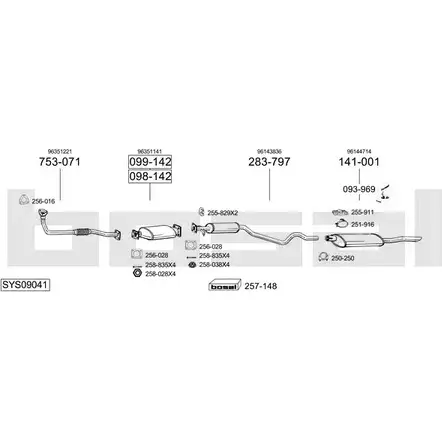 Система выпуска ОГ BOSAL ZO1LZ0Q 1200024002 SYS09041 HU6 8914 изображение 0