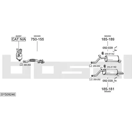 Система выпуска ОГ BOSAL L CYDUZS 1200029018 OG2X3EP SYS09246 изображение 0