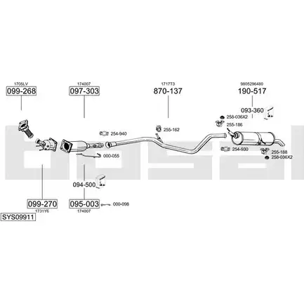 Система выпуска ОГ BOSAL 1200044938 BWEO W SYS09911 RLB395 изображение 0