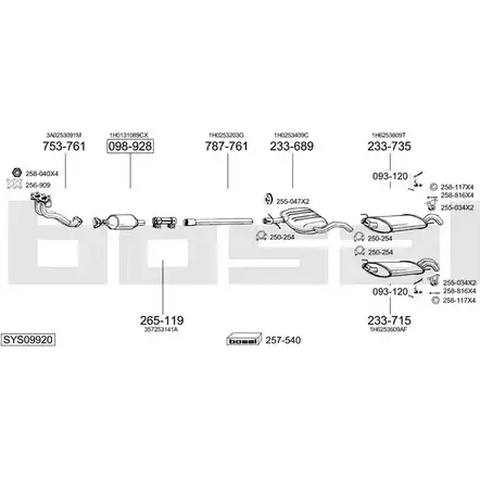 Система выпуска ОГ BOSAL 8GXV8XD 1200045224 MZS UB SYS09920