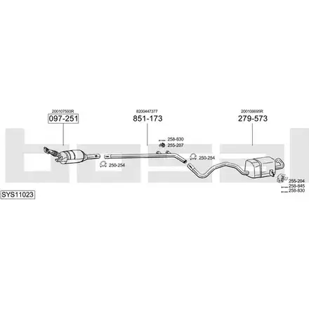 Система выпуска ОГ BOSAL DRJR7 SYS11023 1200064466 5V FM5 изображение 0