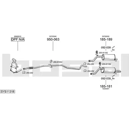 Система выпуска ОГ BOSAL BYZQ RWE SYS11318 1VB654 1200070226 изображение 0