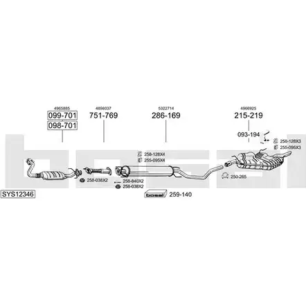 Система выпуска ОГ BOSAL SYS12346 L4FGMSA 1200094562 0A9 MA