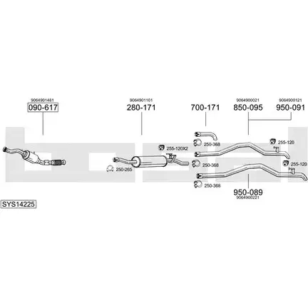 Система выпуска ОГ BOSAL SYS14225 1200125544 QRKT84G 9Z R7LFE изображение 0