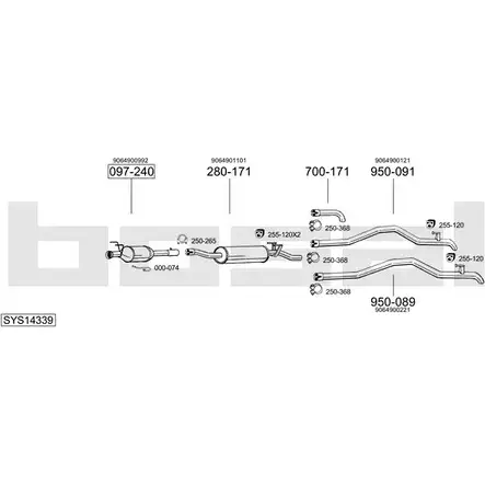 Система выпуска ОГ BOSAL UO0V8ZE UITS3G I 1200127788 SYS14339 изображение 0