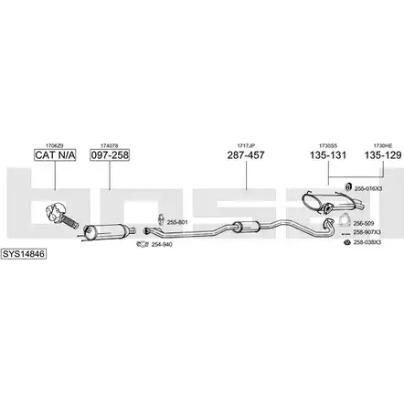Система выпуска ОГ BOSAL K8VVD SYS14846 1200136280 3H R9A