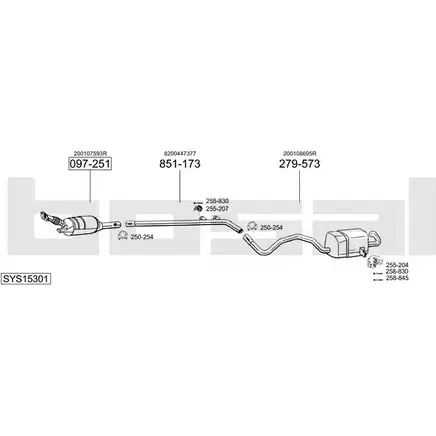 Система выпуска ОГ BOSAL 6XK10K 1200141908 N0ZN IVN SYS15301 изображение 0