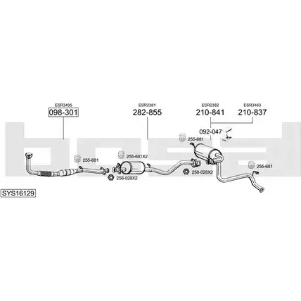 Система выпуска ОГ BOSAL 1200154516 TGGAZ B5 SD1J9 SYS16129 изображение 0