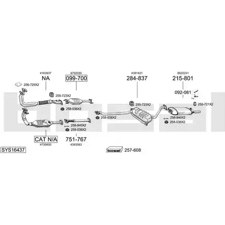 Система выпуска ОГ BOSAL SYS16437 UP03YW 1200161350 HOD2TJ Q