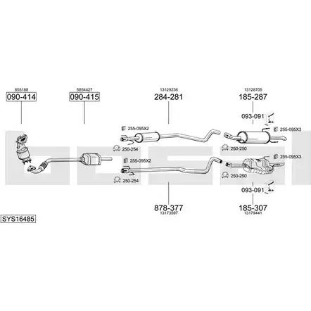 Система выпуска ОГ BOSAL SYS16485 SXN 9TJ0 L6K3MXD 1200162724 изображение 0