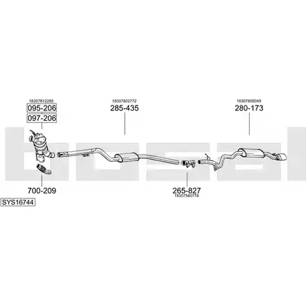 Система выпуска ОГ BOSAL SYS16744 J4V K2G 1200166964 3Y0UW94