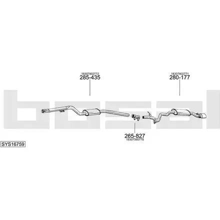 Система выпуска ОГ BOSAL 2 RSLN 76UL6B 1200167034 SYS16759