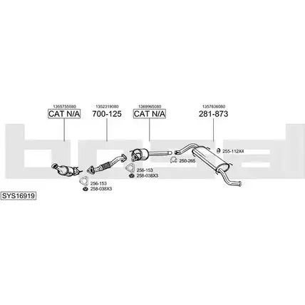 Система выпуска ОГ BOSAL 8XDC7 SYS16919 V 4LC5L 1200168780
