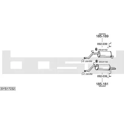 Система выпуска ОГ BOSAL 4K6U2J 9RKUH 4 SYS17232 1200172624 изображение 0