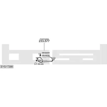 Система выпуска ОГ BOSAL 1200173600 SYS17299 1 7UO30 K7U4K изображение 0