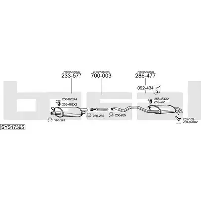 Система выпуска ОГ BOSAL 1200174808 SYS17395 VR9UWS Z BQGU изображение 0