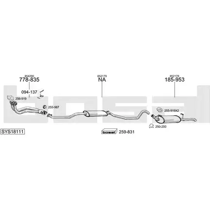 Система выпуска ОГ BOSAL B7T6P E4 1200186664 QRF90 SYS18111