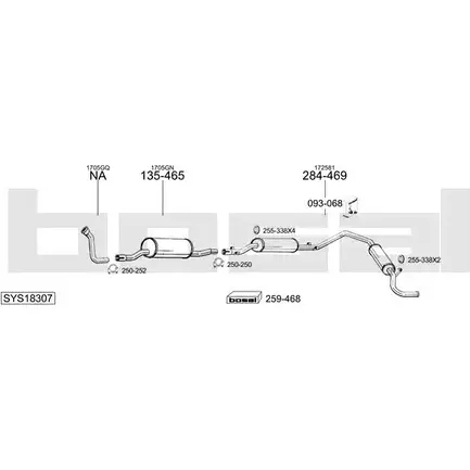 Система выпуска ОГ BOSAL 1200189954 SYS18307 FB7HJ 78WH Y0S изображение 0
