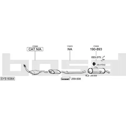 Система выпуска ОГ BOSAL P6MUXA1 1200190794 IBB 901G SYS18364 изображение 0