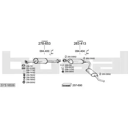 Система выпуска ОГ BOSAL 1200194370 SYS18559 FN507X 3Q QYG7