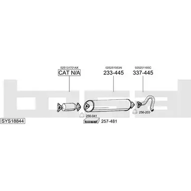 Система выпуска ОГ BOSAL 5FKPFQ 1200199816 SYS18844 2AM CL изображение 0