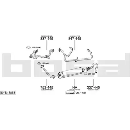 Система выпуска ОГ BOSAL GPJY80 1200200012 SYS18858 09 8FF0K изображение 0