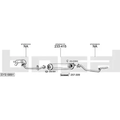 Система выпуска ОГ BOSAL Q1A KT10 EZ6CI5O 1200200290 SYS18891 изображение 0