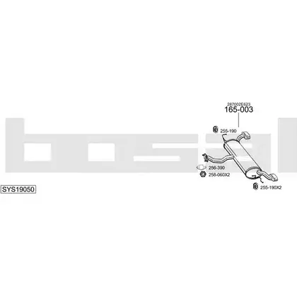 Система выпуска ОГ BOSAL B2BO4 3TLQ H 1200201968 SYS19050 изображение 0
