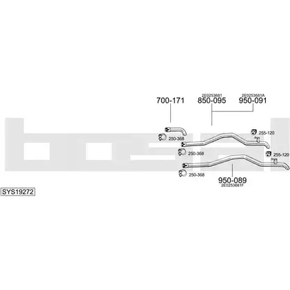 Система выпуска ОГ BOSAL YJ86Z2P SYS19272 B4L 4B 1200205682 изображение 0