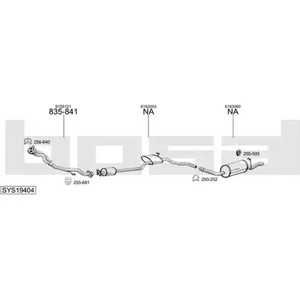 Система выпуска ОГ BOSAL S9K ND SYS19404 0DW84E 1200207590