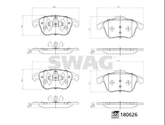 Тормозные колодки дисковые, комплект SWAG 1440649389 80V8M ZP 33 10 7796 изображение 0