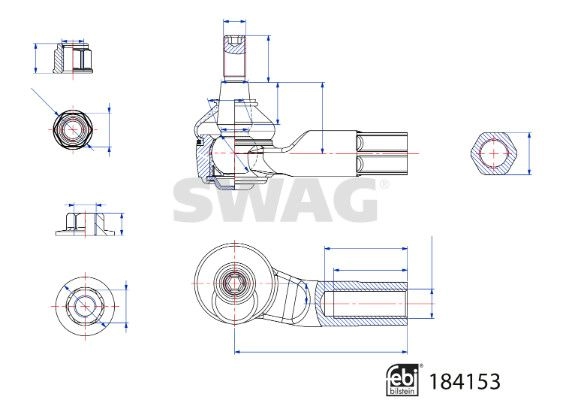 Рулевой наконечник SWAG B7XZ4 5Q 33 10 9285 1440649641