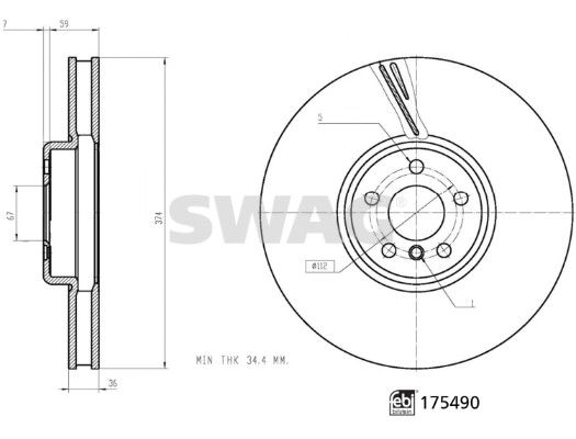 Тормозной диск SWAG 33 10 5203 GT HLC 1440652608 изображение 2